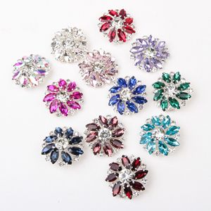 Flower Shaped Rhinestone Glass <b>Buttons</b> 28mm Diy Jewelry Accessories For Shirt Decor White Ab - Product Image 5