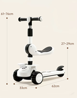 Trottinette à trois roues Flash Wheel pour enfants, avec siège pliable, hauteur réglable, multifonctionnelle, trottinette d'équilibre pour enfants