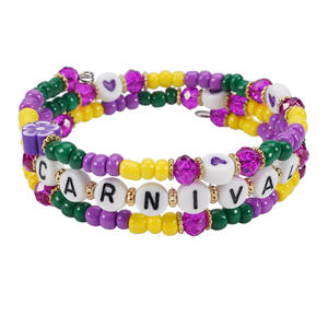 Carnival Mardi Gras Beaded <b>Bracelets</b> Purple Yellow Green <b>String</b> Beads Party Jewelry Fashion Accessories 2024 - Product Image 5