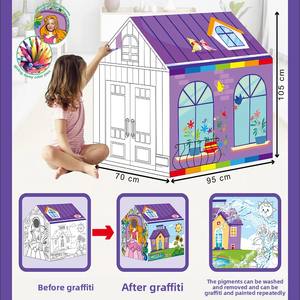 MILI DIY Art Craft Coloring Interior Lavable Reciclar Carpa <span class=keywords><strong>Dibujo</strong></span> Dinosaurio Unicornio Doodle Graffiti Play Tent para chico - Product Image 4