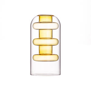 Modern Double Wall Teal Tabletop Flower <strong>Vase</strong> Glass <strong>Cylinder</strong> <strong>Vase</strong> for Weddings - Product Image 5