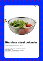 Keranjang Saringan Dapur Stainless Steel 304 25/28cm, Aman untuk Mesin Cuci Piring, Multifungsi, untuk Menyaring Buah, Nasi, dan Biji-bijian