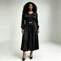 Robe plissée Miyake pour femme, taille plus, style africain, avec broche florale 3D et taille festonnée, longueur cheville, collection automne 2026