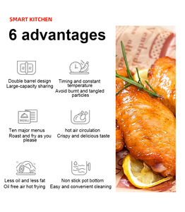 HUINING fabrikasının yeni stil çift bölge hava fritöz 4L + 4L akıllı dijital kontroller ve ayrı odalar ile çift sepet - Product Image 3