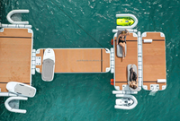 Plate-forme gonflable en mousse de teck en forme de M blocs de quai flottants modulaires station d'accueil pour yacht ponton de jetski gonflable