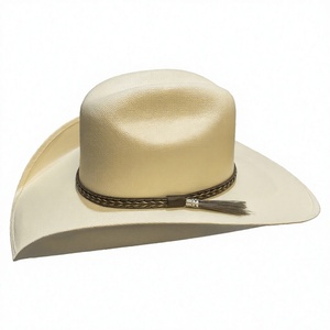 Sombrero Vaquero Beige de Poliéster con Banda Trenzada y Borla de Plumas, Unisex, Ala Ancha, para Exteriores, Cuatro Estaciones, 58-60CM, Casual para Adultos - Product Image 4