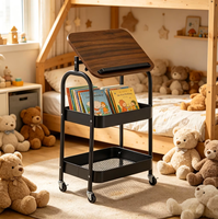 Chariot de rangement utilitaire en métal à 3 niveaux, table d'appoint, chariot de rangement roulant avec roues verrouillables pour la vente en gros