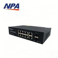 Switch PoE Gigabit Administrado de 8 Puertos con QoS, VLAN, Apilable, Capacidad de 22 Gbps, 2 SFP Uplink para Cámaras IP