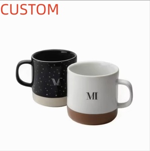 Minimalist Ceramic Coffee <strong>Mugs</strong> Two Tone Glazed <strong>Star</strong> Dot Design Drinkware Custom Logo Printing Promotional Gift Cups - Product Image 1