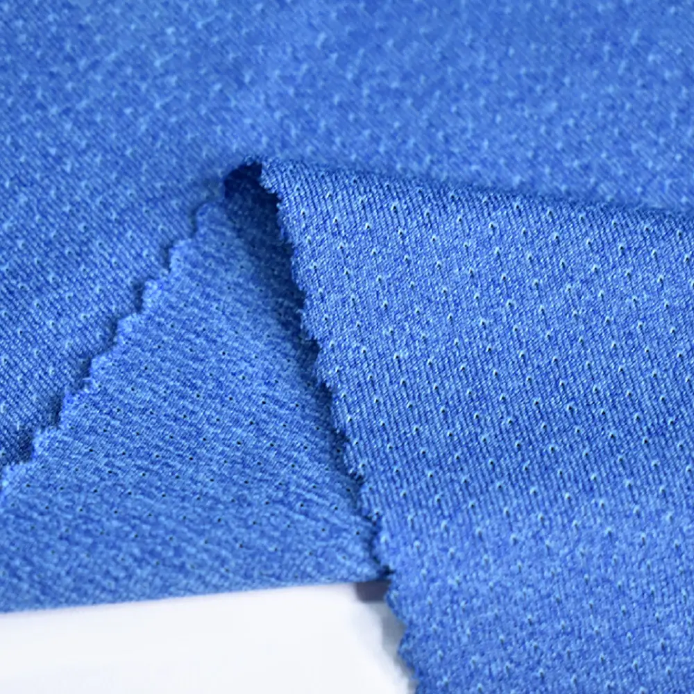 95% polyester 5%spandex stretch space dye cationic sports jersey knit pinhole eyelet mesh men's shirt fabric