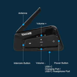 Intercomunicador para Motocicletas TOUCARE T80 5.0: Comunicación en Grupo para 32 Motociclistas, Compartir Música para Clubes <span class=keywords><strong>de</strong></span> Motociclistas - Product Image 1