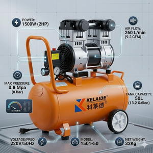 KELAIDE 50L Reciprocating <b>Air</b> Compressor 1500W 2HP Portable Industrial Model AC Powered 220V 0.8Mpa Quiet Operation - Product Image 1