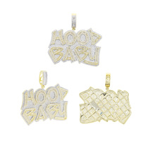 DUOYING Dropshipping Capuche Bébé Hip Hop Bijoux Charmes Pendentif Moissanite Chaîne Nom Pendentifs Collier Diamants Glacé Hommes