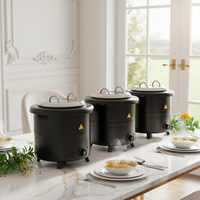 Bouilloire à soupe électrique ORIX 13L en acier inoxydable avec thermostat réglable, noire, pour service de buffet et réceptions
