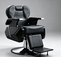 Fauteuil de barbier hydraulique luxueux et spacieux avec base chromée pour salon de coiffure et studio de toilettage masculin