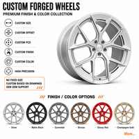 Jantes forgées personnalisées en argent et noir à rayons étoilés, 17-24 pouces, 5x112, 5x114.3, 5x120, pour Genesis G70, Hyundai Sonata, Kia K5