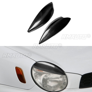 1 par de cubiertas embellecedoras de fibra de carbono auténtica para faros delanteros (cejas/párpados) para Subaru Impreza WRX STI 2002 2003, calcomanías para faros de coche - Product Image 1