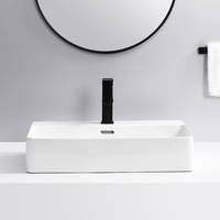 Lavabo de salle de bain, vasque, sanitaire, évier carré en céramique, lavabo d'art à poser sur plan de travail