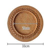 Sous-plat rond en rotin écologique, tressé à la main, pour la décoration de table à manger, de mariage et de cuisine