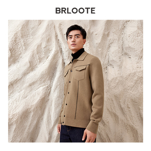 BRLOOTE/Barut Maglione Pullover Intrecciato da Uomo, Cardigan in Lana con Motivo a Pois, Giacca Invernale Versatile con Risvolto e Fodera in Lana - Product Image 2