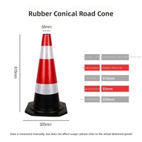 Cono de Tráfico de Goma Resistente de 70 cm con Película Reflectante de Panal de Abeja, Cono de Seguridad Vial de Alta Visibilidad para Construcción de Carreteras