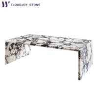 Table Basse Luxe Italienne Marbre Blanc Calacatta Viola Piétement Bas/Socle/Piédestal Moderne pour Salon Mobilier