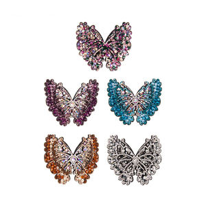 Épingles à cheveux en cristal pour femmes, Barrettes tendance en <span class=keywords><strong>strass</strong></span>, grand papillon, HX-129 - Product Image 3