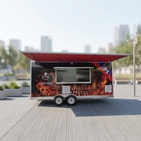 Remorque BBQ mobile en fibre de verre de 16 pieds avec rôtissoire de style moyen-oriental et friteuse, résistante à la rouille