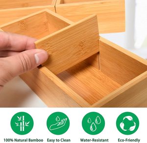 5 Piece Tre Lưu Trữ Box Drawer Organizer Set, Bàn Gỗ Lưu Trữ Box Kit Multi-sử Dụng Junk Drawer Organizer - Product Image 4
