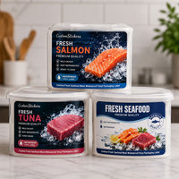 Étiquettes adhésives personnalisées pour emballage de viande et fruits de mer frais, rouleau d'étiquettes imprimées avec logo, pour saumon et thon réfrigérés