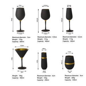 Commercio all'ingrosso spruzzato nero e oro vetro vino anniversario calice succo di acqua calice Set stile europeo vetreria per festa di nozze - Product Image 2