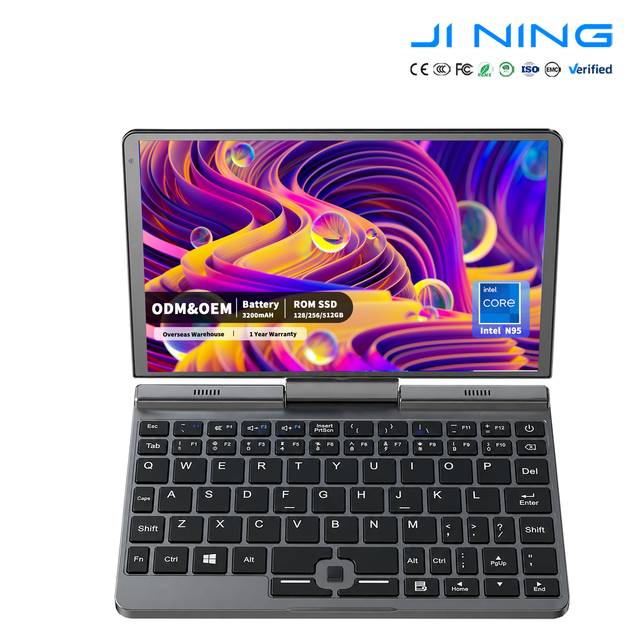 New Wholesale 360 Rotating 8 Inch Mini Laptop Intel N95 12GB DDR5 Touch Screen WiFi 6 512GB SSD Metal Notebook Win 11