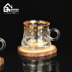 Juego de 6 Tazas de Té de Vidrio Estilo Árabe con Diseño de Calcomanía Dorada, Taza Elegante de Oriente Medio, Marruecos, Juego de Tazas de Té de Vidrio, Regalo Promocional - Product Image 4