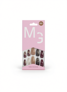 Uñas Postizas M3, Forma Almendrada, Longitud Media, 24 Piezas, Diseño Brillante, Acrílicas con Adhesivo y Pestañas - Product Image 1