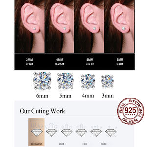 Orecchini a Lobo alla Moda in Argento Sterling 925 con Zirconi Cubici per Donna Adulto Bambino <span class=keywords><strong>Ragazzo</strong></span> Stile Fashion Minimalista Rotondo Iced Out Gioielli in Zirconia Cubica - Product Image 5