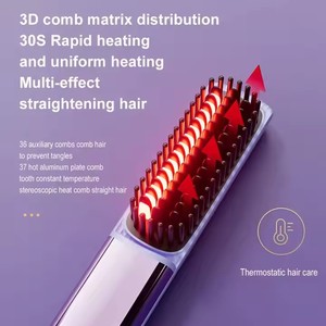 2024 nuova vendita calda cavo cablato PTC riscaldamento piastra per capelli <span class=keywords><strong>spazzola</strong></span> intelligente ionico elettrico pettine - Product Image 3