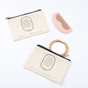 Bolsa de Lona Natural con Logotipo Personalizado, Bolsa de Maquillaje con Cierre de Algodón, Bolsa Cosmética - Product Image 3