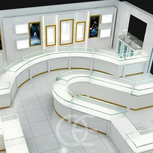 Retail Luxury Jewelry Store Shopfitting Furniture Custom Glass Display Stand Showcase For Jewellery Accessories