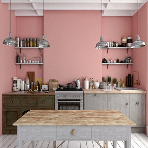 High End European Style <strong>Pink</strong> Curved Shaped Lacquer Kitchen <strong>Cabinet</strong> with Lights and Island - Product Image 6