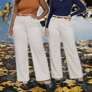 Jean large respirant patchwork pour femme, taille haute, coupe ample, longueur intégrale, en denim, décontracté, pour l'automne - Product Image 2