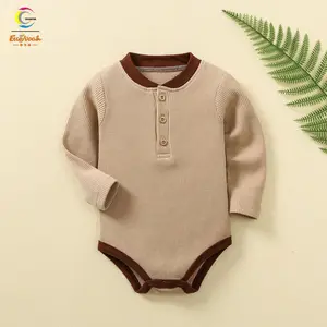 OEM custom children clothes Long sleeves waffle newborn baby bodysuit blank baby romper for boys and girls