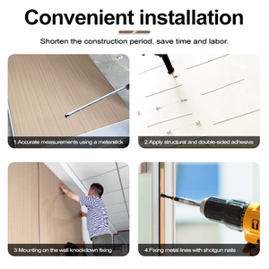 Pannello Murale in Fibra di Carbonio di Bambù Altamente Impermeabile con Superficie in Marmo Lucido e Impiallacciatura in Legno per l'Atrio - Product Image 5