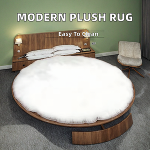 Tapis en peluche style moderne très vendu, tapis moelleux en laine pour hôtel, tapis de lit personnalisable, coussin pour tabouret de coiffeuse, tapis pour baie vitrée, PET - Product Image 2
