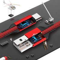 Kabel USB A ke C 3A Transfer Data Sinkronisasi PD Kabel USB 3.0 Pengisian Cepat Tipe C 1M/2M/3M Kabel Data Jalinan Nilon untuk Android