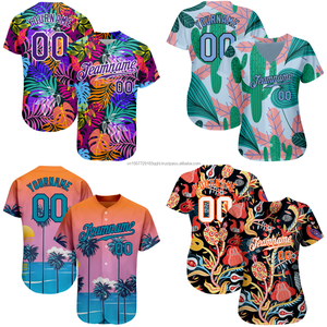 Men's V-Neck Softball Jersey in Short Sleeves with Hawaiian <b>Hip</b>-Hop Street Style Ideal Summer Activewear - Product Image 6