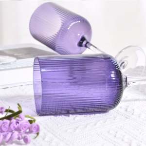 Verre à vin unique en cristal sans plomb à long pied, design classique à nervures colorées, 500-1000 ml, pour vin rouge, cocktail - Product Image 6