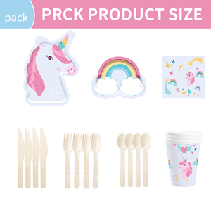 Vaisselle jetable pour fête d'anniversaire sur le thème de la licorne DAMAI, fournitures pour fête d'anniversaire pour enfants en forme de licorne - Product Image 3