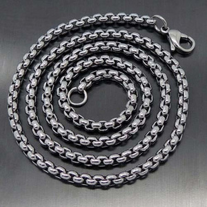 <strong>Black</strong> Necklace Jewelry Accessories Gold Pla Hip Hop Titanium <strong>Chain</strong> Stainless Steel for Women Men 2mm 3mm 5mm 7mm Punk Box <strong>Chain</strong> - Product Image 2