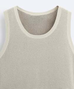 Chalecos de punto de cuello redondo de algodón informales transpirables de verano personalizados chalecos de punto para hombres - Product Image 6