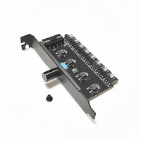 Pengontrol Kecepatan Kipas Manual 8-Port dengan Braket PCI dan Catu Daya Molex 4Pin, 1 Tombol untuk Pengaturan Kecepatan Kipas PC 3Pin/4Pin